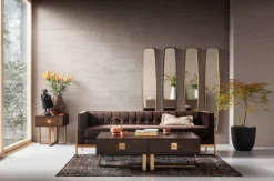 Sofa Loft 226x70 Cm Brązowa