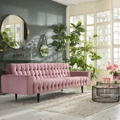 Sofa Milchbar 223x83 Cm Welwetowy Róż
