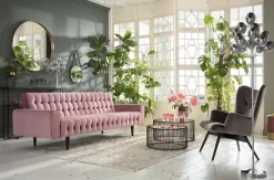 Sofa Milchbar 223x83 Cm Welwetowy Róż