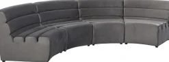 Sofa Modułowa 1 Element Zaokrąglona Welurowa Szara 109 Cm