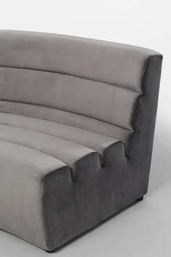Sofa Modułowa 1 Element Zaokrąglona Welurowa Szara 109 Cm