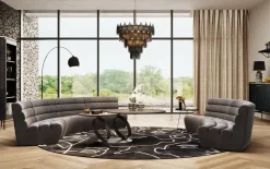 Sofa Modułowa 1 Element Zaokrąglona Welurowa Szara 109 Cm