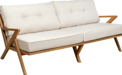 Sofa Ogrodowa 3-osobowa Siedzisko Kremowe 180 Cm Nogi Drewno Akacjowe