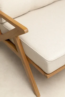 Sofa Ogrodowa 3-osobowa Siedzisko Kremowe 180 Cm Nogi Drewno Akacjowe