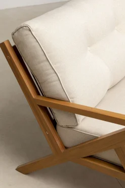 Sofa Ogrodowa 3-osobowa Siedzisko Kremowe 180 Cm Nogi Drewno Akacjowe
