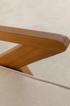 Sofa Ogrodowa 3-osobowa Siedzisko Kremowe 180 Cm Nogi Drewno Akacjowe