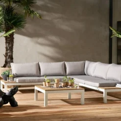 Sofa Ogrodowa Ze Stolikiem Holiday White 242x242 Cm