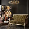 Sofa 2-os. Glamour Do Salonu Panterka Rama Złota 135 Cm