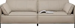 Sofa 3-os. Skórzana Szara Nogi Czarne 233 Cm