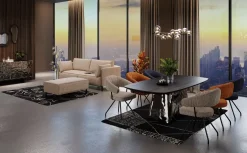 Sofa 3-os. Tapicerowana W Kolorze Szarym Nogi Stal Czarne 233 Cm
