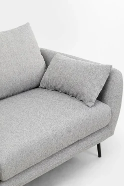 Sofa 3-osobowa 219 Cm Tapicerowana Szara Nogi Czarne