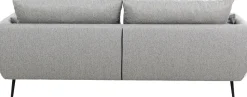 Sofa 3-osobowa 219 Cm Tapicerowana Szara Nogi Czarne