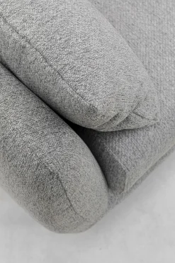 Sofa 3-osobowa 219 Cm Tapicerowana Szara Nogi Czarne