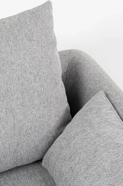 Sofa 3-osobowa 219 Cm Tapicerowana Szara Nogi Czarne