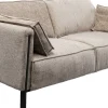 Sofa 2-osobowa Beżowa Tkanina Szenilowa Nogi Czarne 178 Cm