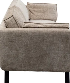 Sofa 2-osobowa Beżowa Tkanina Szenilowa Nogi Czarne 178 Cm