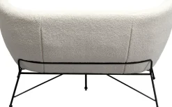 Sofa 2-osobowa Biała Boucle Nogi Czarne Stalowe 139 Cm
