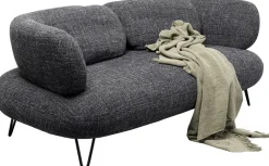 Sofa 2-osobowa Czarna Tkanina Melanżowa 182 Cm