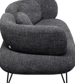 Sofa 2-osobowa Czarna Tkanina Melanżowa 182 Cm