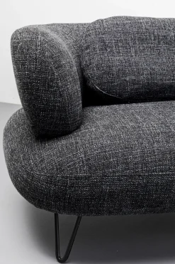 Sofa 2-osobowa Czarna Tkanina Melanżowa 182 Cm
