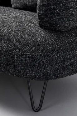 Sofa 2-osobowa Czarna Tkanina Melanżowa 182 Cm