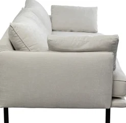 Sofa 3-osobowa Do Salonu Kremowa Z Czarnymi Stalowymi Nogami 245 Cm