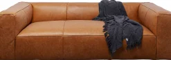 Sofa 3-osobowa Jasnobrązowa Ekskluzywna Skóra Semianilinowa 220 Cm