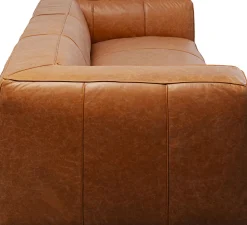 Sofa 3-osobowa Jasnobrązowa Ekskluzywna Skóra Semianilinowa 220 Cm