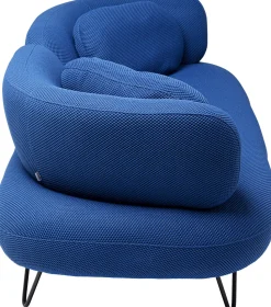 Sofa 2-osobowa Nowoczesna Tapicerka Niebieska Nogi Czarne 182 Cm