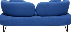 Sofa 2-osobowa Nowoczesna Tapicerka Niebieska Nogi Czarne 182 Cm