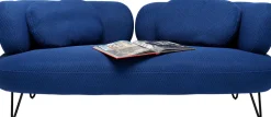Sofa 2-osobowa Nowoczesna Tapicerka Niebieska Nogi Czarne 182 Cm