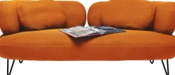 Sofa 2-osobowa Nowoczesna Tapicerka Pomarańczowa Nogi Czarne 182 Cm