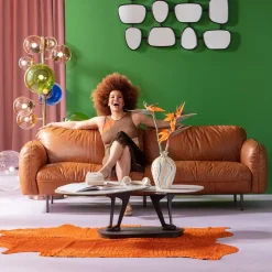 Sofa 3-osobowa Skóra Semianilinowa Brązowa 226 Cm