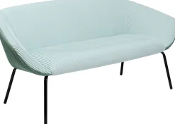 Sofa 2-osobowa Tapicerka Niebieska Nogi Czarne Stal 163 Cm