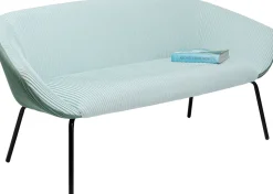 Sofa 2-osobowa Tapicerka Niebieska Nogi Czarne Stal 163 Cm