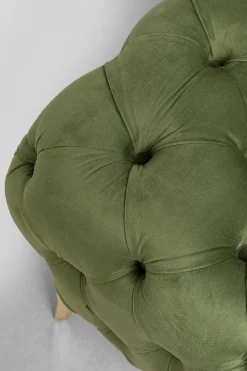 Sofa 3-osobowa Welurowa Pikowana Zielona Glamour 240 Cm Nogi Złote
