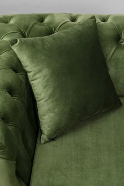 Sofa 2-osobowa Welurowa Pikowana Zielona Nogi Złote 200 Cm