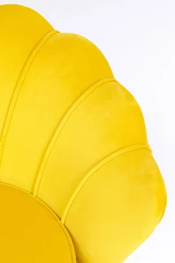 Sofa 2-osobowa Welurowa żółta 132 Cm Nogi Złote