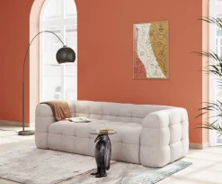 Sofa Pikowana 3-osobowa Kremowa 240 Cm