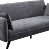 Sofa Rozkładana Do Salonu Szara Nogi Czarne Drewniane 216 Cm