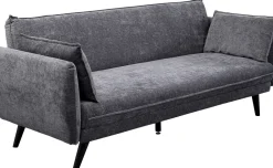Sofa Rozkładana Do Salonu Szara Nogi Czarne Drewniane 216 Cm