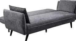 Sofa Rozkładana Do Salonu Szara Nogi Czarne Drewniane 216 Cm
