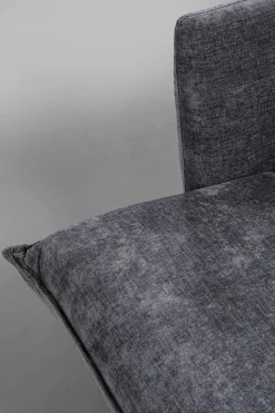 Sofa Rozkładana Do Salonu Szara Nogi Czarne Drewniane 216 Cm