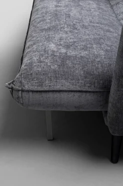 Sofa Rozkładana Do Salonu Szara Nogi Czarne Drewniane 216 Cm