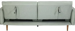 Sofa Rozkładana Z Podłokietnikami 222x86 Cm Jasnozielona Na Brązowych Nóżkach