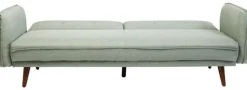 Sofa Rozkładana Z Podłokietnikami 222x86 Cm Jasnozielona Na Brązowych Nóżkach