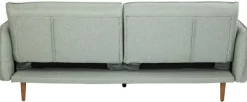Sofa Rozkładana Z Podłokietnikami 222x86 Cm Jasnozielona Na Brązowych Nóżkach