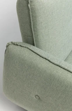 Sofa Rozkładana Z Podłokietnikami 222x86 Cm Jasnozielona Na Brązowych Nóżkach