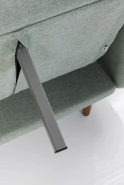 Sofa Rozkładana Z Podłokietnikami 222x86 Cm Jasnozielona Na Brązowych Nóżkach