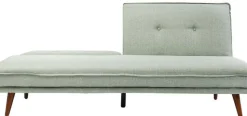 Sofa Rozkładana Z Podłokietnikami 222x86 Cm Jasnozielona Na Brązowych Nóżkach